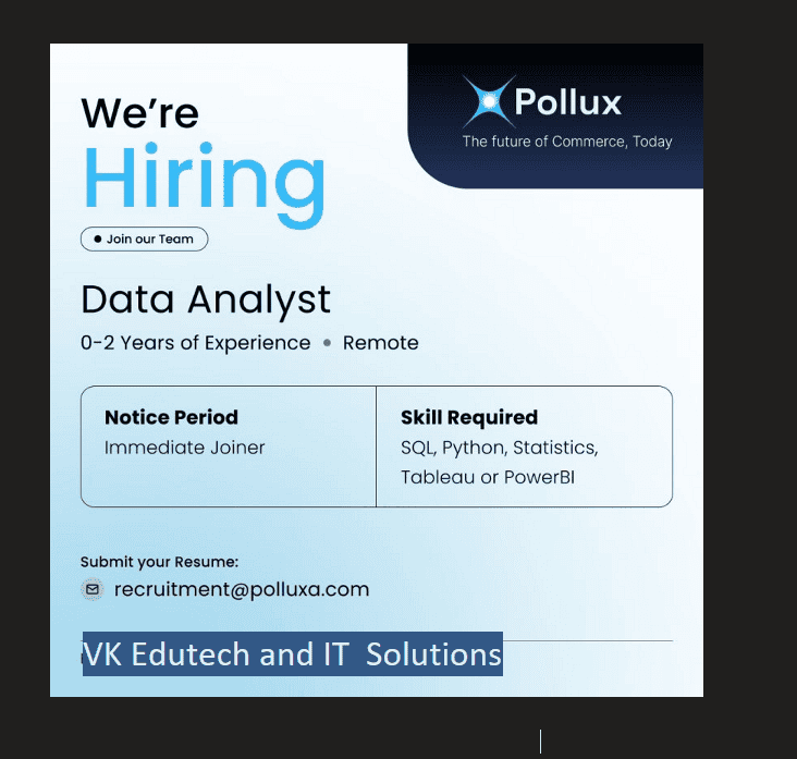 Pollux hiring data analyst